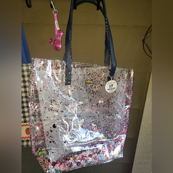 PACKED PARTY CONFETTI TOTE WITH BLUE HANDLES NWT - Picture 3 of 4